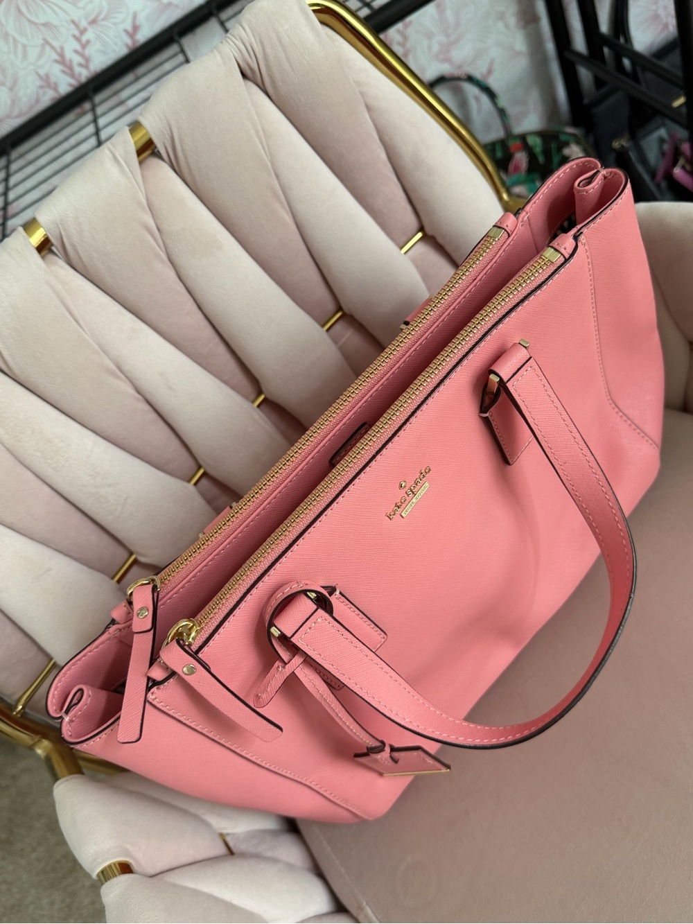 🩷 Kate Spade ♠️ Pink Leather Cameron Street Teagan Satchel - Picture 5 of 16